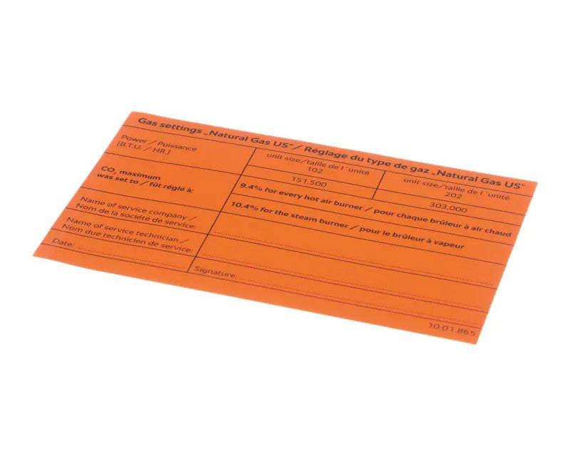 sticker gas setting nat gas - 10.01.865p